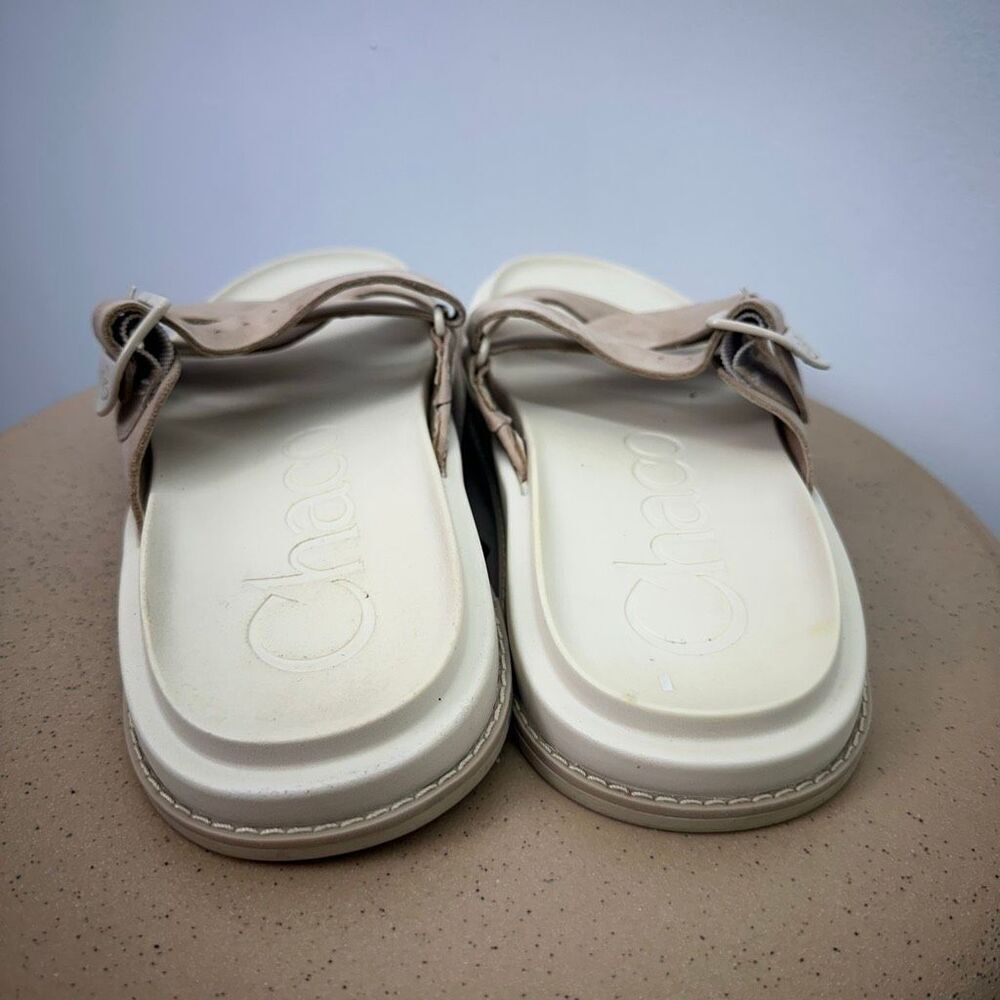 Chaco Women’s The Townes Slide Angora Cream Tan Nubuck Leather Slide Sandal - Picture 6 of 13